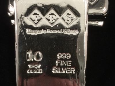 10 oz 999+ Fine Silver Bullion Bar Yeager's Poured Silver - YPS Serialized