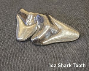 1oz 999 Fine Silver Bullion Bar  by YPS - Yeager's Poured Silver - Shark Tooth