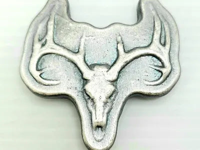 2oz 999+ Fine Silver - European Deer Skull by Yeager's Poured Silver - YPS