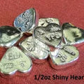 1/2 oz Heart 999+ Fine Silver Bullion Bar Yeager's Poured Silver - YPS