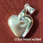 1/2 Troy Oz Hand Poured 999 Silver Bullion "Heart" w/ Bail by YPS Yeager's