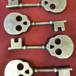 2 oz Antiqued Skeleton Key 999+ Fine Silver Bullion Bar Yeager's Poured - YPS