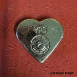 2oz 999+ Fine Silver - Black Heart by Yeager's Poured Silver