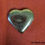 2oz 999+ Fine Silver - Black Heart by Yeager's Poured Silver
