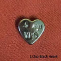 1/2 oz Black Heart 999+ Fine Silver Bullion Bar Yeager's Poured Silver - YPS