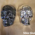 50 oz Black Skull 999+ Fine Silver Bullion Bar Yeager's Poured Silver - YPS