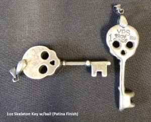 1 oz Hand Poured 999 Silver "Skeleton Key" With bail by YPS