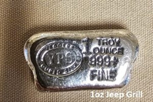1 oz Hand Poured 999 Silver Bullion Bar "Jeep Grill" by YPS