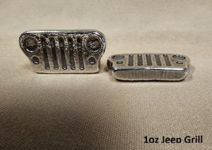 1 oz Hand Poured 999 Silver Bullion Bar "Jeep Grill" by YPS