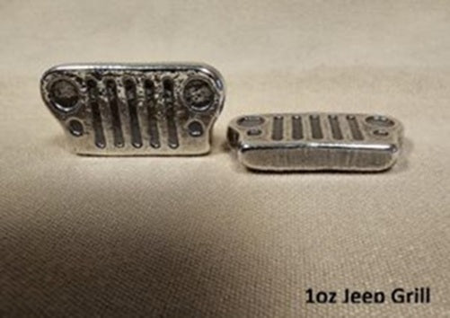 1 oz Hand Poured 999 Silver Bullion Bar "Jeep Grill" by YPS