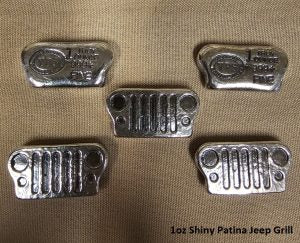 1 oz Hand Poured 999 Silver Bullion Bar "Jeep Grill" by YPS