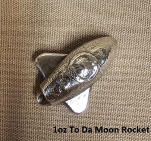 1 oz Hand Poured 999 Silver Bullion Bar "To Da Moon Rocket" by YPS