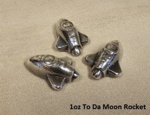 1 oz Hand Poured 999 Silver Bullion Bar "To Da Moon Rocket" by YPS