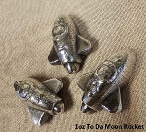1 oz Hand Poured 999 Silver Bullion Bar "To Da Moon Rocket" by YPS