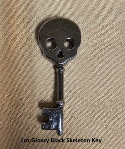 1 oz Black Skeleton Key 999+ Fine Silver Bullion Bar Yeager's Poured - YPS