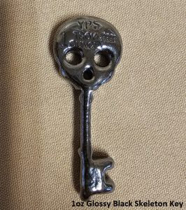 1 oz Hand Poured 999 Silver Bullion Bar "Skeleton Key" by YPS
