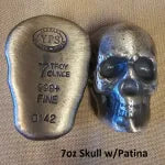 7oz YPS 3D 999 Silver Skull by YPS (Patina)