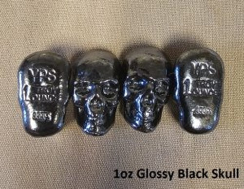 1 oz 999 Fine Silver Bar by - YPS - Yeager's Poured Silver - SKULL