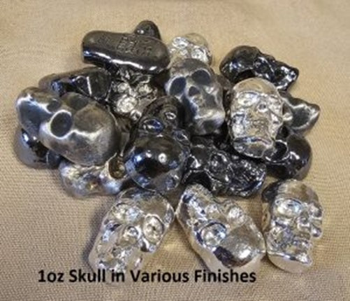 1 oz 999 Fine Silver Bar by - YPS - Yeager's Poured Silver - SKULL