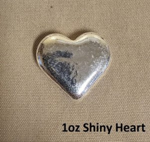 1 oz Hand Poured 999 Silver Bullion Bar "Heart" by YPS -