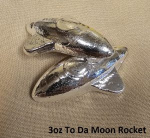 3 oz 999+ Fine Silver Round Yeager's Poured Silver - YPS - To Da Moon Rocket