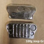 100 gram Jeep Grill 999+ Fine Silver Bullion Bar Yeager's Poured Silver - YPS