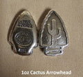 1 oz 999 Fine Silver Bar by - YPS - Yeager's Poured Silver - Cactus Arrowhead
