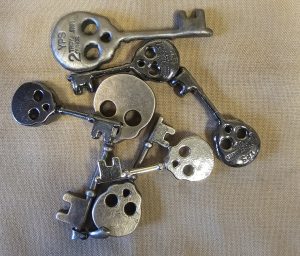 1 oz Hand Poured 999 Silver Bullion Bar "Skeleton Key" by YPS