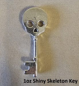 1 oz Hand Poured 999 Silver Bullion Bar "Skeleton Key" by YPS