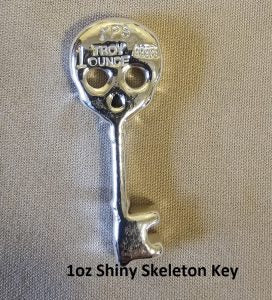 1 oz Hand Poured 999 Silver Bullion Bar "Skeleton Key" by YPS