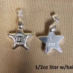 1/2 oz Star w/Bail 999+ Fine Silver Bullion Bar Yeager's Poured Silver - YPS
