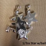 1/2 oz Star w/Bail 999+ Fine Silver Bullion Bar Yeager's Poured Silver - YPS