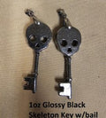1 oz Black Skeleton Key w/bail 999+ Fine Silver Bullion Bar Yeager's - YPS