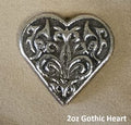 2 oz YPS "Gothic Heart" 999+ fine silver bullion bar "Yeager's Poured Silver"
