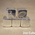 2 oz Cube 999+ Fine Silver Bullion Bar by Yeager's Poured Silver - YPS