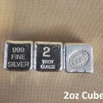 2 oz Cube 999+ Fine Silver Bullion Bar by Yeager's Poured Silver - YPS