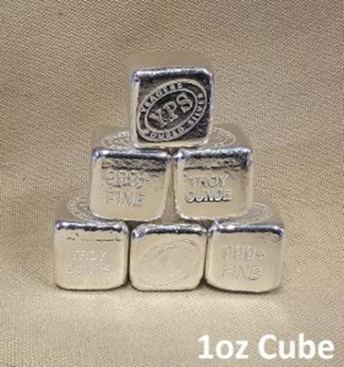 1 oz Hand Poured 999 Silver Bullion Bar "Cube" by YPS - Yeager's Poured Silver