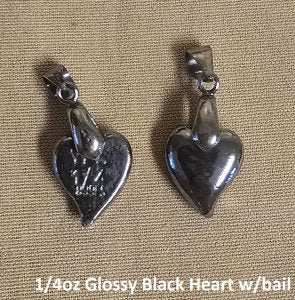 1/4 Troy Ounce "Heart w/bail" by YPS (Black)