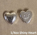 1/4 oz Heart 999+ Fine Silver Bullion Bar by Yeager's Poured Silver - YPS