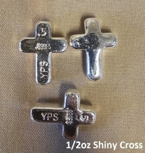 1/2 Troy Ounce Hand Poured 999 Silver Bullion "Cross" by YPS Yeager's