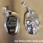 1 oz Celtic Skull w/bail 999+ Fine Silver Bullion Bar Yeager's Poured - YPS
