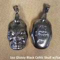 1oz Hand Poured 999 "Celtic Skull" With bail (Black)