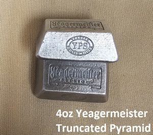 4 oz Yeagermeister  Bullion "Truncated Pyramid" by Yeager's Poured Silver - 999+