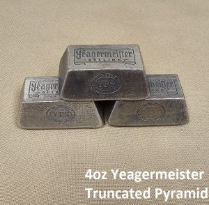 4 oz Yeagermeister  Bullion "Truncated Pyramid" by Yeager's Poured Silver - 999+