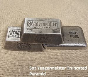 3oz Yeagermeister Bullion "Truncated Pyramid" by Yeager's Poured Silver - 999+