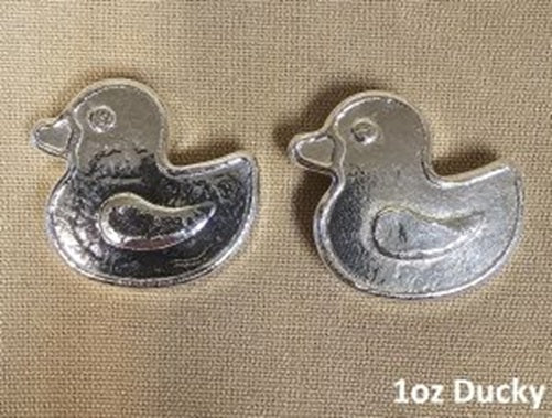 1 oz Hand Poured 999 Silver Bullion Bar "ducky" by YPS - Yeager's Poured Silver
