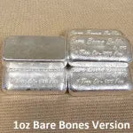1oz Bare Bones Bullion Bar V2 999+ Fine Silver by Yeager's Poured - YPS