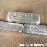 2 oz Bare Bones KitKat Bullion Bar 999+ Fine Silver by Yeager's - YPS
