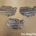 2 oz YPS 999+ fine silver bullion bar - Yeager's Poured Silver - USA Map / Flag