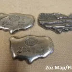 2 oz YPS 999+ fine silver bullion bar - Yeager's Poured Silver - USA Map / Flag